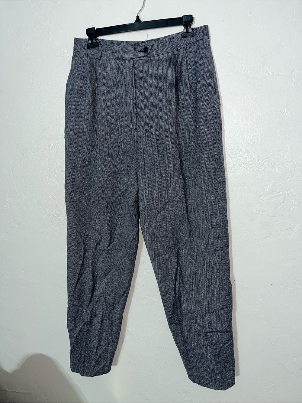Pendleton 100% Pure New Wool Woolmark Gray Pleated Herringbone Dress Pants Lined